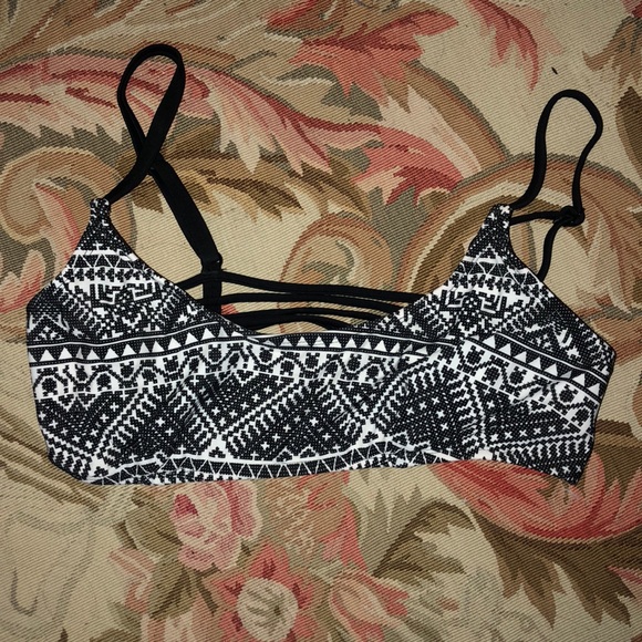 Black and White Bikini Top with pop of orange! - Picture 1 of 2